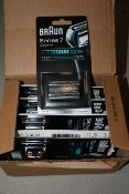 Ten boxed as new Braun Series 7 electric shaver replacement foils and cassette cartridges.