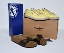 One as new Birkenstock Madrid size UK 4.5. One as new Pepe Jeans Women's Tourist Island Trainers