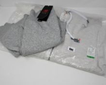 One as new New Balance grey pack pant size S (some marks on the front and back). One as new Superdry