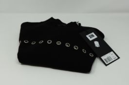 One as new Kooples X-Sport Merino Formal Wool Black Sweater With Grommets size 2 (FPUL20008K).