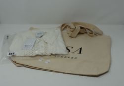 An as new Misa Mita top in Ivory (S) and a Misa canvas tote bag.