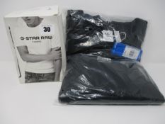 One as new G Raw Basic Round Neck black t-Shirt size S (pack of two). One as new Adidas black