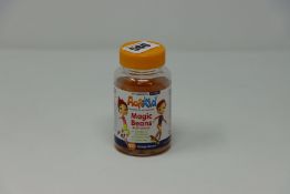Twenty four ActiKid Magic Beans Multi-Vitamins orange flavour (Tubs of 90, Exp 04/22).