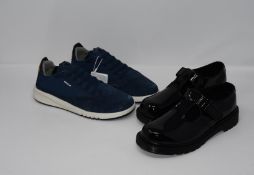 One as new Dr Martens Youth Ailis Patent Lamper size UK 4 (21986001). One as new Geox J Aeranter