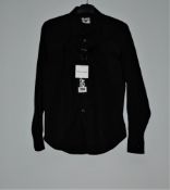 One as new Comme des Garcons black collection black shirt with belt on neck size S (1E-B017).