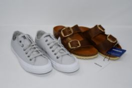 One as new Birkenstock Arizona Big Buckle Tan Leather Two Bar Mules size UK 5.5. One as new Converse