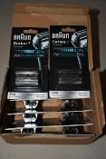 Ten boxed as new Braun Series 7 electric shaver replacement foils and cassette cartridges.
