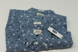 Two as new J Crew Slim Chambray Shirts in floral print size S (AJ835).