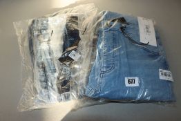 One as new Asylum Denim Darton Spray on distressed bright blue jeans size 32. One as new