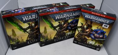 Two Warhammer 40,000 Elite-Edition starter sets and one Recruit Edition starter sets (All boxed as
