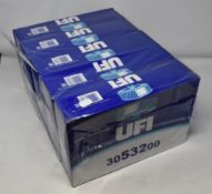 Five boxed as new UFI Air Filters 3053200 (Audi, Seat, Skoda, Volkswagen).