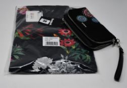 One as new Desigual black with floral decorations wallet (19SAYF08. small mark on the back bottom
