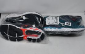One as new Mizuno Wave Equate black trainers size UK 8. One as new Mizuno Wave Skyrise blue trainers