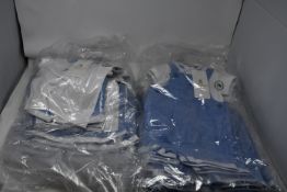 Six baby Mintini shorts and t-shirts blue matching sets (6 x 3mths) and six baby Mintini blue romper