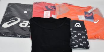 One as new Asics Sport RFLC SS Orange top size S. One as new Adidas Training Gear Up t-shirt size UK