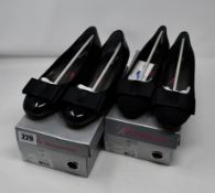 One as new Ros Hommerson Teddi low heeled shoe size 8W (colour: black patent). One as new Ros