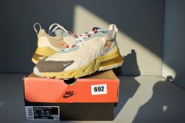 One pair of boxed as new Nike Air Max 270 React ENG Travis Scott Cactus Trails in light cream/