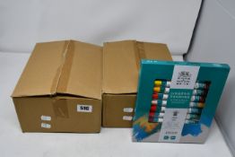 Twelve boxed as new Windsor and Newton 24 fine acrylic colour sets.