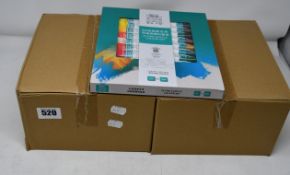 Twelve boxed as new Windsor and Newton 24 fine acrylic colour sets.
