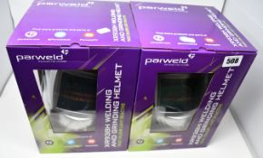 Two boxed as new Parweld XR938H welding and grinding helmets (True colour light reactive).