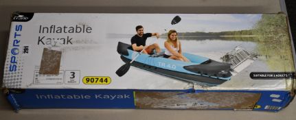 One boxed as new Crane Sports two person inflatable kayak (90744).