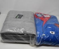 One as new Groovy Superman dressing gown. Three as new Casabella Luxury bath sheet (pack of 4).