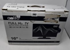 A boxed as new Cell full HD television with DVD player, 16