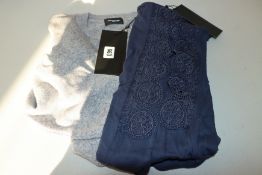 One as new Kooples Knit-&-Moon Knitwear grey Sweater size 3. One as new Kooples navy t-shirt with