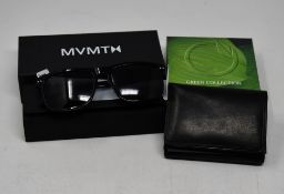 An as new Toni Perotti Green Collection leather compact wallet and a pair of as new MVMT Rev 001
