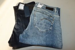 One as new G Raw slim jeans (Colour: dark aged. Size 31/32. Model: 3301.). One as new G Raw Midge