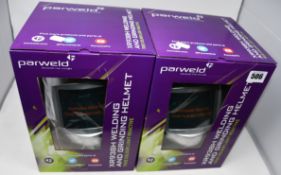 Two boxed as new Parweld XR938H welding and grinding helmets (True colour light reactive).