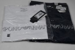 Two as new Emporio Armani swimwear t-shirts, one white and one black (Both size 48).