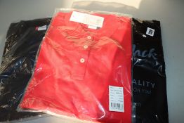 One as new Romper Jack Black romper size L. One as new Clique red polo shirt size XL. One as new