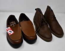 One men's as new brown boots size 45. One as new Skechers Camda-Marces Leather Slip-On casual shoe