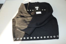 One as new Kooples X-Sport Merino Formal Wool Black Sweater With Grommets size 2 (FPUL20008K).