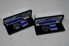 Ten The Royal Mint police long service and good conduct medals in cases.