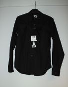 One as new Comme des Garcons black collection black shirt with belt on neck size S (1E-B017).