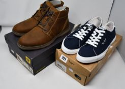One as new Cat Trey boot size UK 9 (P721888). One men's as new Pepe Jeans Kenton trainers size 43 (