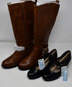 One as new Pavers brown knee high boot size 4 (WBINS30040. no box). One as new Pavers black Touch