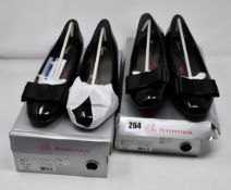One as new Ros Hommerson Teddi low heeled shoe size 10.5M (colour: black patent). One as new Ros