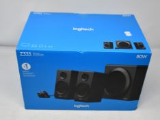 A boxed as new set of Logitech Z333 multimedia speakers.