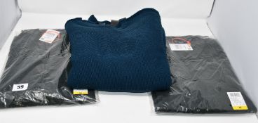 Two men's as new Superdry Orange Label Crew Sweater size M. Two as new M&Co petrol blue knitted