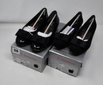 One as new Ros Hommerson Teddi low heeled shoe size 7W (colour: black patent). One as new Ros