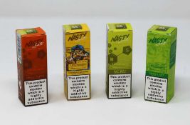Ten boxed as new 10ml bottles of Fat Boy Green Mango Nic Salt E-Liquid by Nasty Juice (2%/20mg