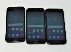 Three pre-owned Samsung Galaxy J3 2017 SM-J330FN 16GB in Black (FRP clear) (All with scratches to