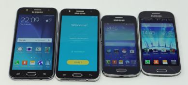 Two pre-owned Samsung Galaxy J5 8GB in Black a pre-owned Samsung Galaxy Ace Style in Grey and a