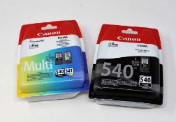 Four as new Canon Pixma Original Ink Cartridges in 540 Black and one Multi Pack of 2 in 540 Black