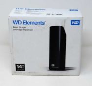 A boxed as new WD Elements 14TB Desktop External Hard Drive with USB 3.0 and AC adapter in Black (