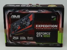 A pre-owned boxed ASUS GeForce GTX 1050 2GB Expedition Boost Graphics Card (Untested, sold as
