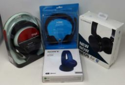 Four as-new Headphones: 1 x Stagg SHP-2300H General Purpose HIFI Headphones, 1x Sony Wireless WH-
